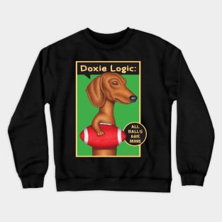 Football Doxie Dog on Dachshund Holding Red Football tee Crewneck Sweatshirt